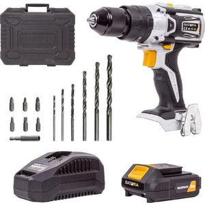 Combi Boormachine - Brushless - 18V - Incl. 2.0 Ah Accu en 2.4 Ah Oplader - Geschikt voor boren en schroeven in hout, kunststof en metaal - Maxxpack