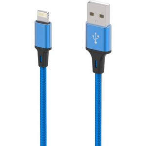 Oplaadkabel 1M Geschikt voor: Lightning kabel Nylon gevlochten snoer Geschikt voor iPhone 14 13 12 11 Pro Max Mini XR XS X 8 7 6 Plus 6s SE 2020 blauw