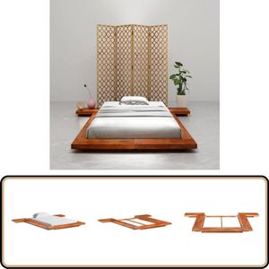 Japans Futon Bedframe Massief Acaciahout 100x200 cm Japans Bed Frame - Houten Bedframe - Acacia Hout - Tweepersoons Bed - Massief Hout Bed