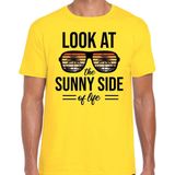 Sunny side feest t-shirt / shirt Look at the sunny side of life voor heren - geel - Beach party outfit / kleding/ verkleedkleding/ carnaval shirt S