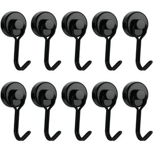 Ibenzoa® Magneethaken Set van 10 Stuks - Sterke Zwarte Neodymium Magneten voor Flexibel Ophangen van 13 kg