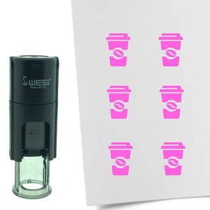 CombiCraft Stempel Coffee-to-go of Koffiebeker 10mm rond - roze inkt