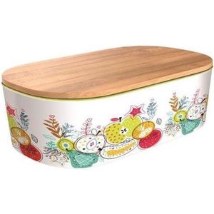 luxe bamboe Broodtrommel - lunchbox - incl accessoires - Happy Fruit