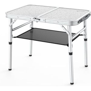 Opvouwbare campingtafel - in hoogte verstelbaar - kleine klaptafel - draagbaar - met netlaag - voor buiten - 599 cm lengte x 399 cm breedte (2 hoogte)