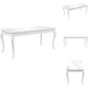 vidaXL Eetkamertafel - Hoogglans wit - MDF - 179x89x81 cm - Tafel