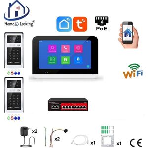Smart WIFI deur intercom touchscreen met bediening via Smart Life APP werkt met Alexa en Google spraaksturing. T-2303-2-1
