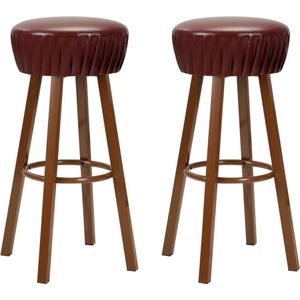 vidaXL Barstoelen - Kunstleer - Bruin - Set van 2 Barstoelen - Industrieel Design - Bruine Barstoelen - Kunstleder Bankjes - Retro Meubels - Cafe Interieur - Bistro Meubilair - Eetkamerstoelen