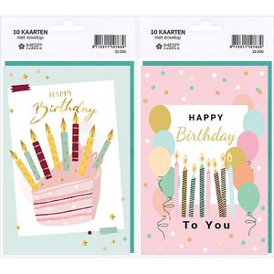MGPcards - 10x dubbele wenskaart met envelop - Verjaardag - Happy Birthday