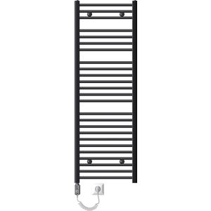 Elektrische badkamerradiator met verwarmingselement 900W 500x1500 mm antraciet gebogen met zijaansluiting LuxeBath