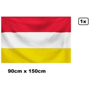 Vlag 90cm x 150cm rood/wit/geel - met ophang ogen - carnaval festival thema party fast food gala feest