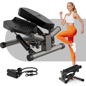 Twist Stepper voor Thuis met Weerstandsbanden en LCD-monitor - Ruimtebesparend en Antislip Pedaal voor Full-Body Training