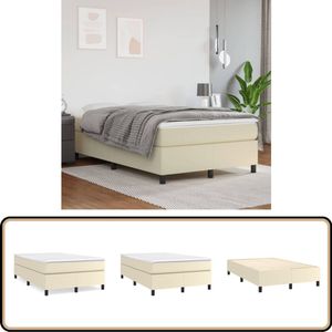 vidaXL Boxspringframe - Kunstleer - crèmekleurig - 120x200 cm Boxspring Frame - Kunstleder Bed - Creme Bed - Tweepersoons Bed - Boxspring