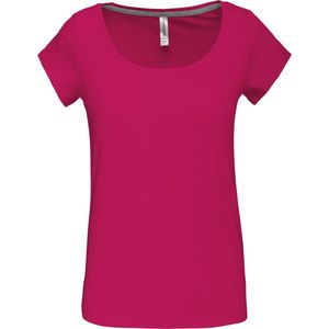 T-shirt Dames XL Kariban Boothals Korte mouw Fuchsia 90% Katoen, 10% Viscose