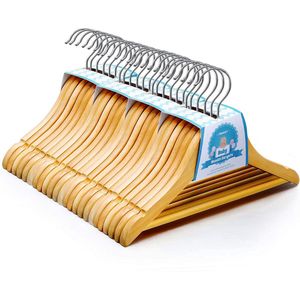 MONT Babykleerhanger van hout, 24 kleerhangers voor kinderen, baby van hout met brug, met inkepingen, 360 graden draaibare haak, kinderkleerhanger van massief hout, voor baby's, peuters en kinderkleding - 30 cm