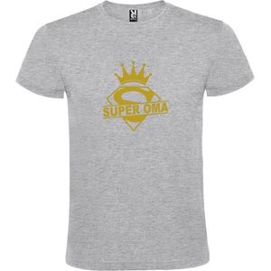 Grijs  T shirt met  print van ""Super Oma "" print Goud size XL