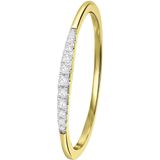 Lucardi Dames Ring met 11 diamanten 0,06ct - Ring - Cadeau - Moederdag - 14 Karaat Goud - Geelgoud