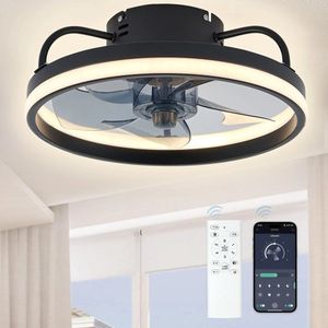 RM Store® - Plafondventilator - Plafondlamp - Met Afstandsbediening - Slaapkamer - Woonkamer - Wit - 33 x 33 x 14 cm.