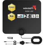 Digitale tv-antenne voor binnen - 250+ mijl lange afstand - 360 ° ontvangst - ultradun - verbeterd 4K 1080p HD VHF UHF - Freeview-tv-antenne met booster - 37 m kabel .