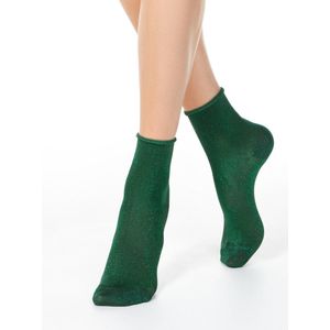 2-PAAR Glitter sokken opgerold boordje (geschenkset), groen, Maat 36/37.