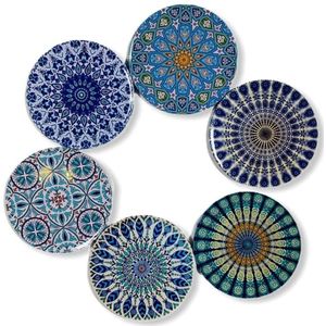Onderzetters - Set van 6 - Rond - Onderzetters voor glazen - Bohemian - Oosterse - Mandala design - Coasters - Moederdag cadeau