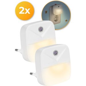 Nuvance - Nachtlampje 2 Stuks - Nachtlampjes voor Kinderen & Volwassenen - Nachtlampje Stopcontact met Nachtsensor - Warm Wit