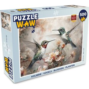 Puzzel Kolibrie - Vogels - Bloemen - Planten - Legpuzzel - Puzzel 500 stukjes