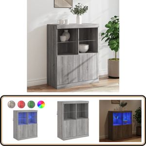 vidaXL Dressoir - 81x37x100 cm - Grijs Sonoma Eiken Dressoir - Modern Dressoir - Led Dressoir - Buffett Kast - Tv Tafel