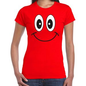 Bellatio Decorations Verkleed T-shirt voor dames - smiley - rood - carnaval - feestkleding XS