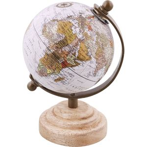 Mini wereldbol op houten voet - H12cm