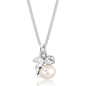 Elli Dames Halsketting Dames Engel met zoetwater gekweekte parel in 925 Sterling Zilver