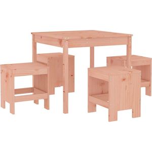 vidaXL Tuinset - 5-delig - Massief Douglashout Tuinset - Eetkamer Set - Tuintafel - Tuinkrukken - Hout Meubel