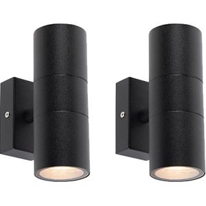 QAZQA duo - Moderne Wandlamp Up Down voor binnen voor badkamer - 2 stuks - D 11 cm - Zwart -