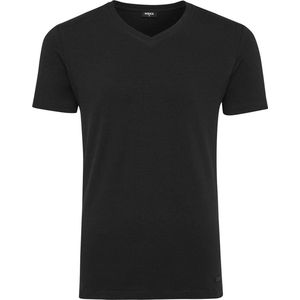 T-Shirt V-Neck Rubber Patch Mannen - Zwart - Maat L