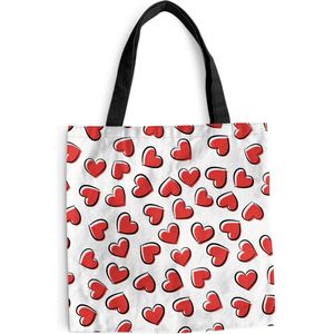 Schoudertas - Strandtas - Shopper Valentijn - Hart - Patroon - 45x45 cm - Katoenen tas