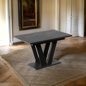 Cooper Beton Zwarte Uitschuifbare Eettafel (130-210 x 80 x 75 cm) – Stijlvol, Industrieel & Verlengbaar
