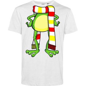 T-shirt Oeteldonk Sjaal Kikker | Carnavalskleding heren dames | Carnaval kostuum | Foute Party | Wit | maat S