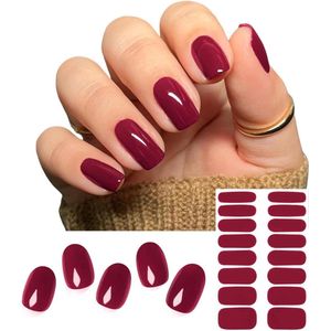 16 UV-Hardende Zelfklevende Nagelfolies Rood | Halfgeharde Gel Nagelfolies voor Lamp Wraps | Zelfklevende Gelfolie Nagelset