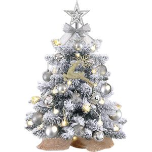 Mini-kerstboom, kunstkerstboom, 60 cm, kleine kerstboom met 18. Kerstdecoratie, tafelkerstboom, geschikt voor Kerstmis en Nieuwjaar, huis, kantoordecoratie