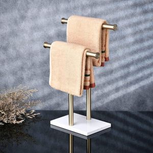 Gouden T-vorm handdoekenrek met marmeren voet handdoekenrek voor badkamer keuken