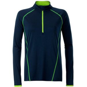 James and Nicholson Dames/dames Sport Top met lange mouwen (Marine / Rechtse Geel)