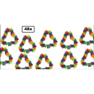 48x Dikke/volle hawai kransen regenboog bont - hawai krans hawaii slinger tropical thema feest festival
