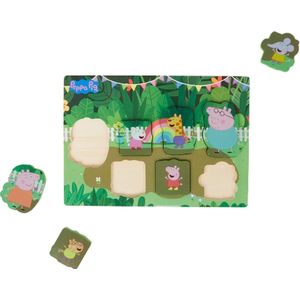 Houten puzzel Peppa Pig Tuin - Hout - Multicolor - Dieren - Chunky Puzzel - 29,5 x 20,5 cm - 7 stukjes