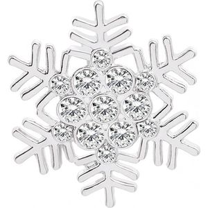 Kerst Broche - Broche in zilveren kleur, Sneeuwvlok met strass