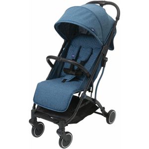 Compacte Buggy - Opvouwbaar - Verstelbare rugleuning - Ultralicht - Baby Wandelwagen met Trolleysysteem - Regenhoes & Uittrekbare Kap - tot 15 kg - Blauw Buggy inklapbaar vliegtuig