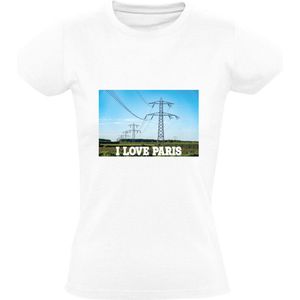 I Love Paris Dames T-shirt | Eiffeltoren | Frankrijk | Nederland | grappig