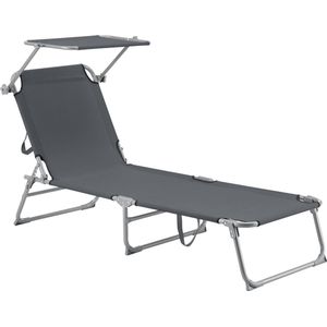 Ligbed met luifel Getaria 189x57x28 cm 115 kg donkergrijs