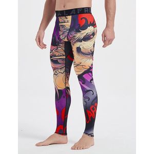 Mannen Sneldrogende Cool Compressie Fit Panty Leggings Tailleband - Sportleggins - kleur Blood Moon - maat S