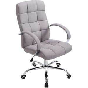 Bureaustoel - Stoel - Design - Verstelbaar - Gebogen armleuning - Stof - Grijs - 60x66x128 cm