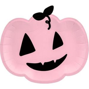 Partydeco - Wegwerpbordjes Roze Pompoen Halloween 6 stuks