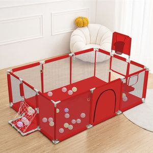 Grondbox Baby - 180x122x64cm - Rood - met Basketbalkorf en Voetbaldoelen - Speelbox - Kruipbox - Kinderbox - Playpen